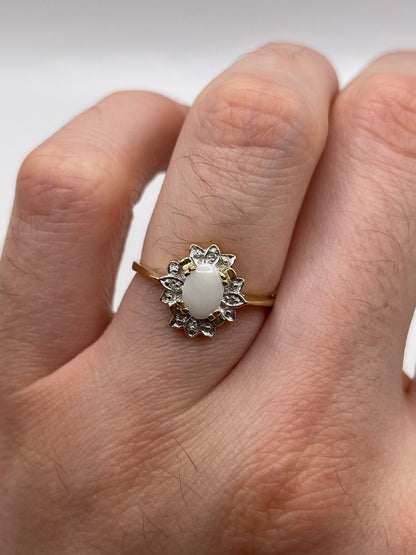 9ct gold opal and diamond ring