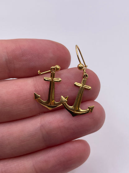 9ct gold anchor earrings