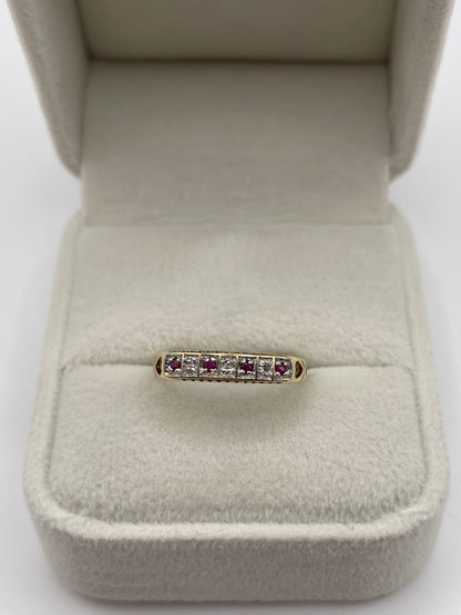 9ct gold ruby and diamond ring