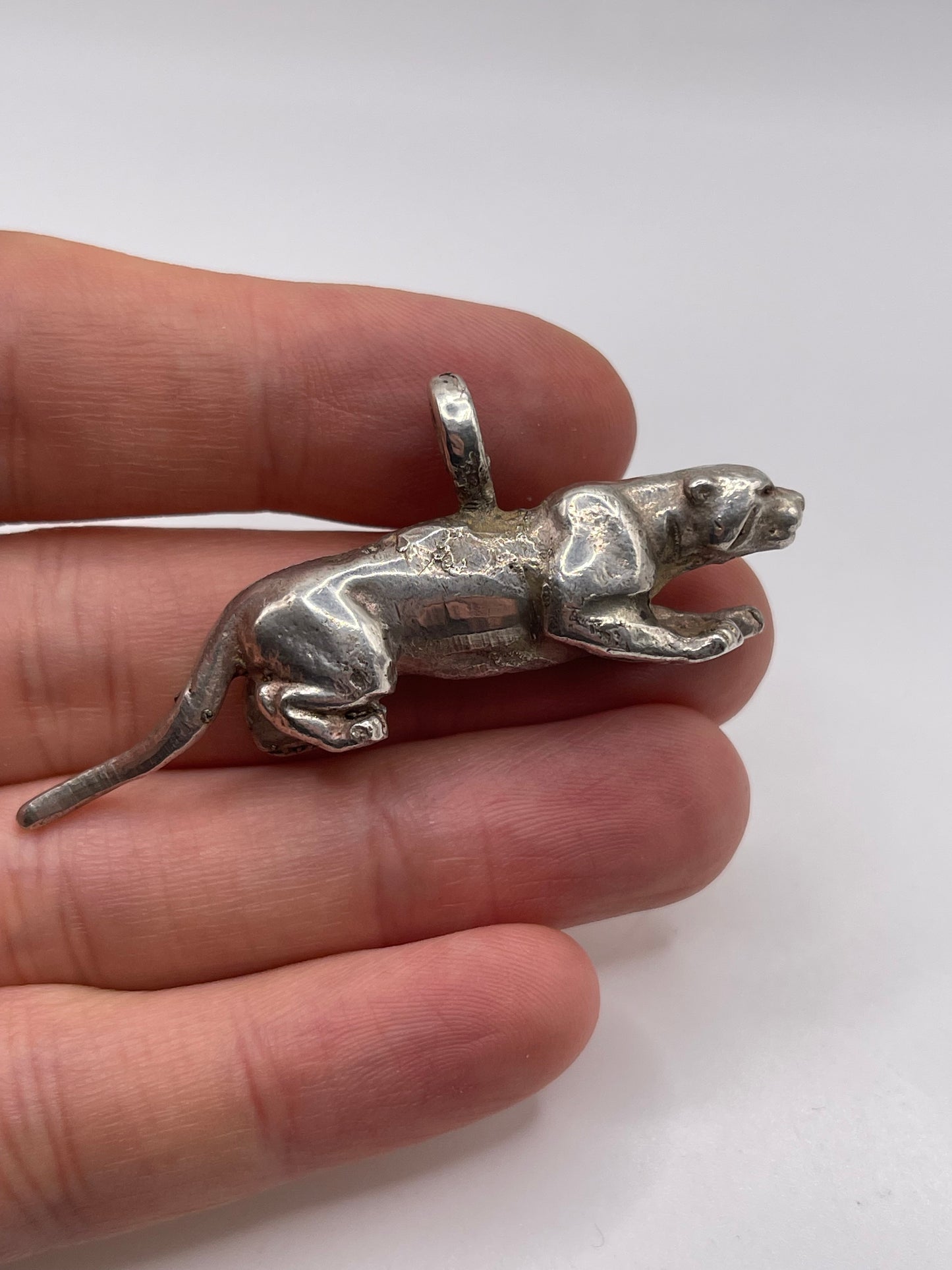 Heavy silver panther pendant