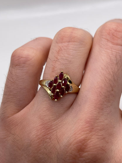 9ct gold ruby and diamond ring