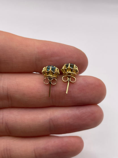 9ct gold blue zircon earrings