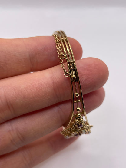 9ct gold ruby and opal bangle