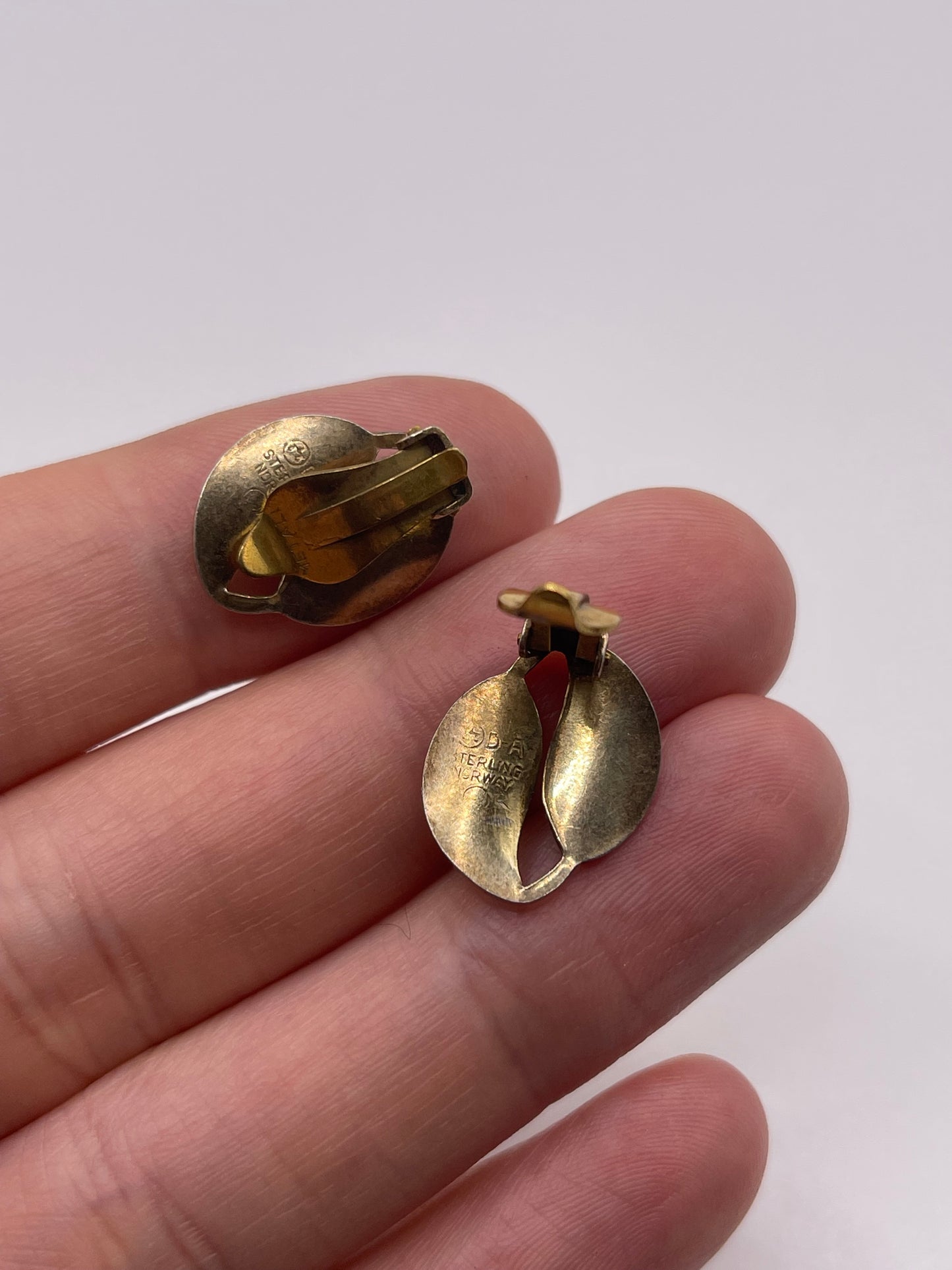 Silver enamel earrings