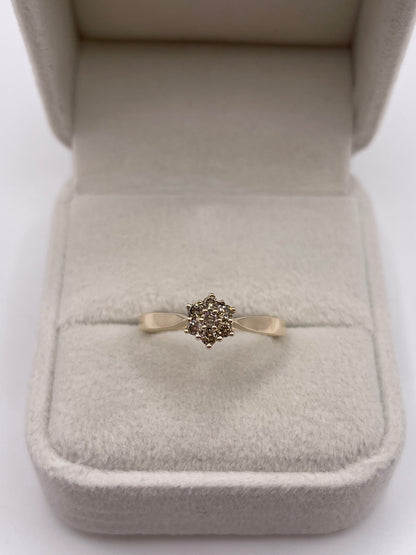 9ct gold diamond cluster ring