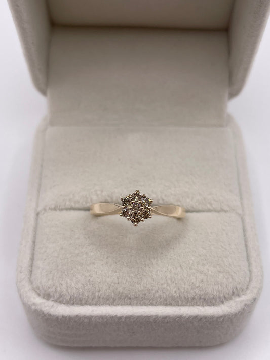 9ct gold diamond cluster ring