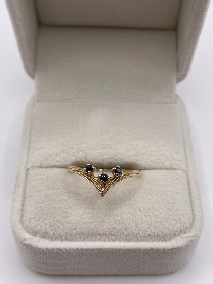 9ct gold sapphire wishbone ring