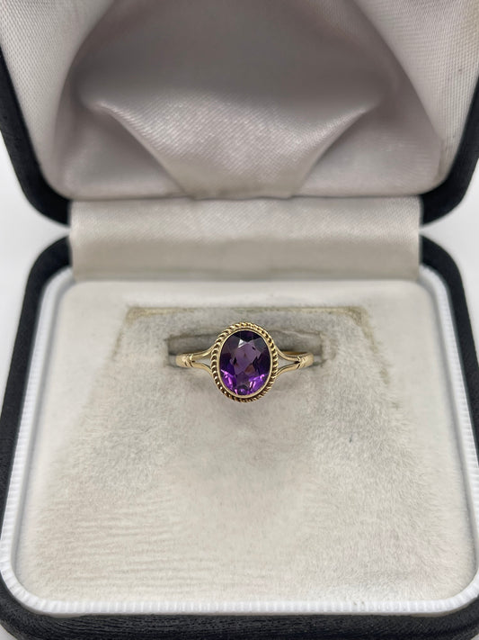 9ct gold amethyst ring