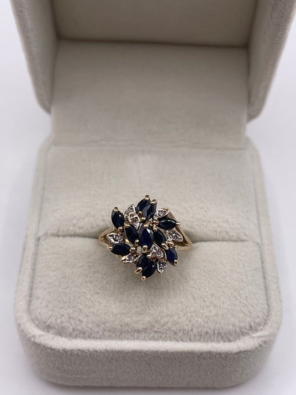 9ct gold sapphire and diamond ring