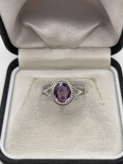 9ct white gold amethyst ring