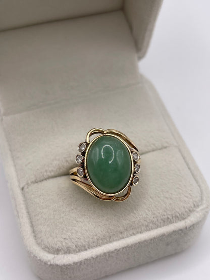 14ct gold jade and diamond ring