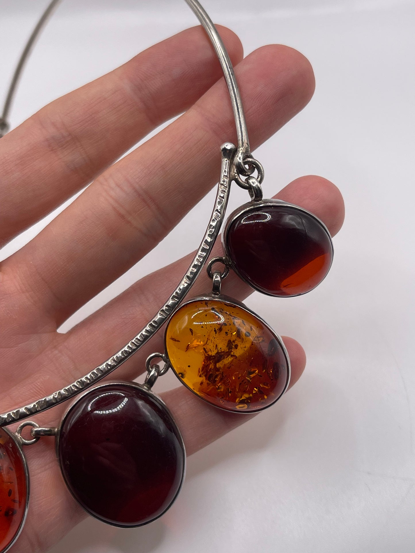 Silver amber necklace