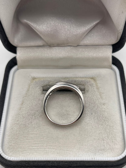 9ct white gold orange sapphire and diamond ring