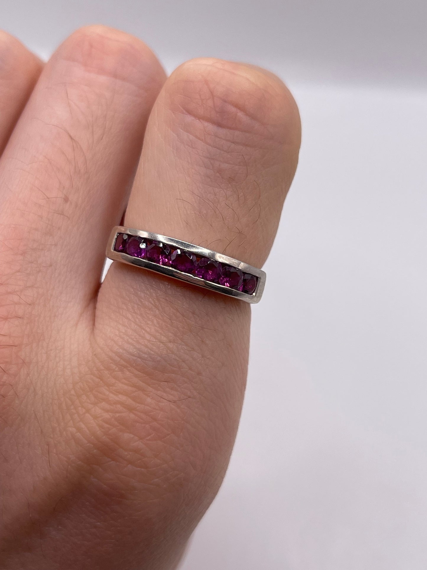 Silver garnet ring