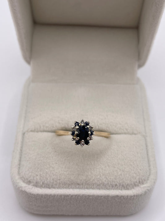 9ct gold sapphire and diamond ring