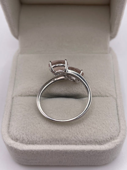 9ct white gold morganite and diamond ring