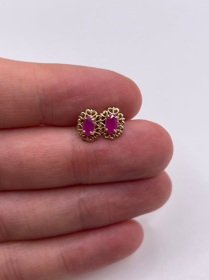 9ct gold ruby earrings
