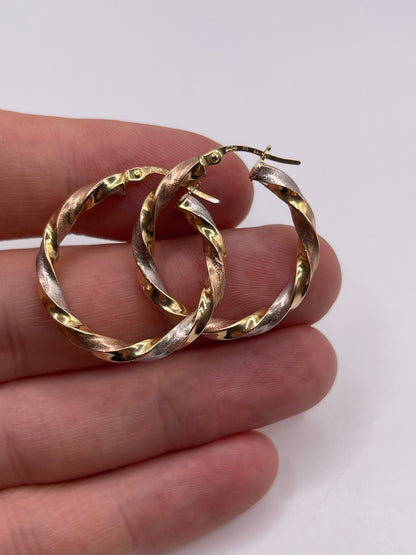 9ct tri gold creole earrings