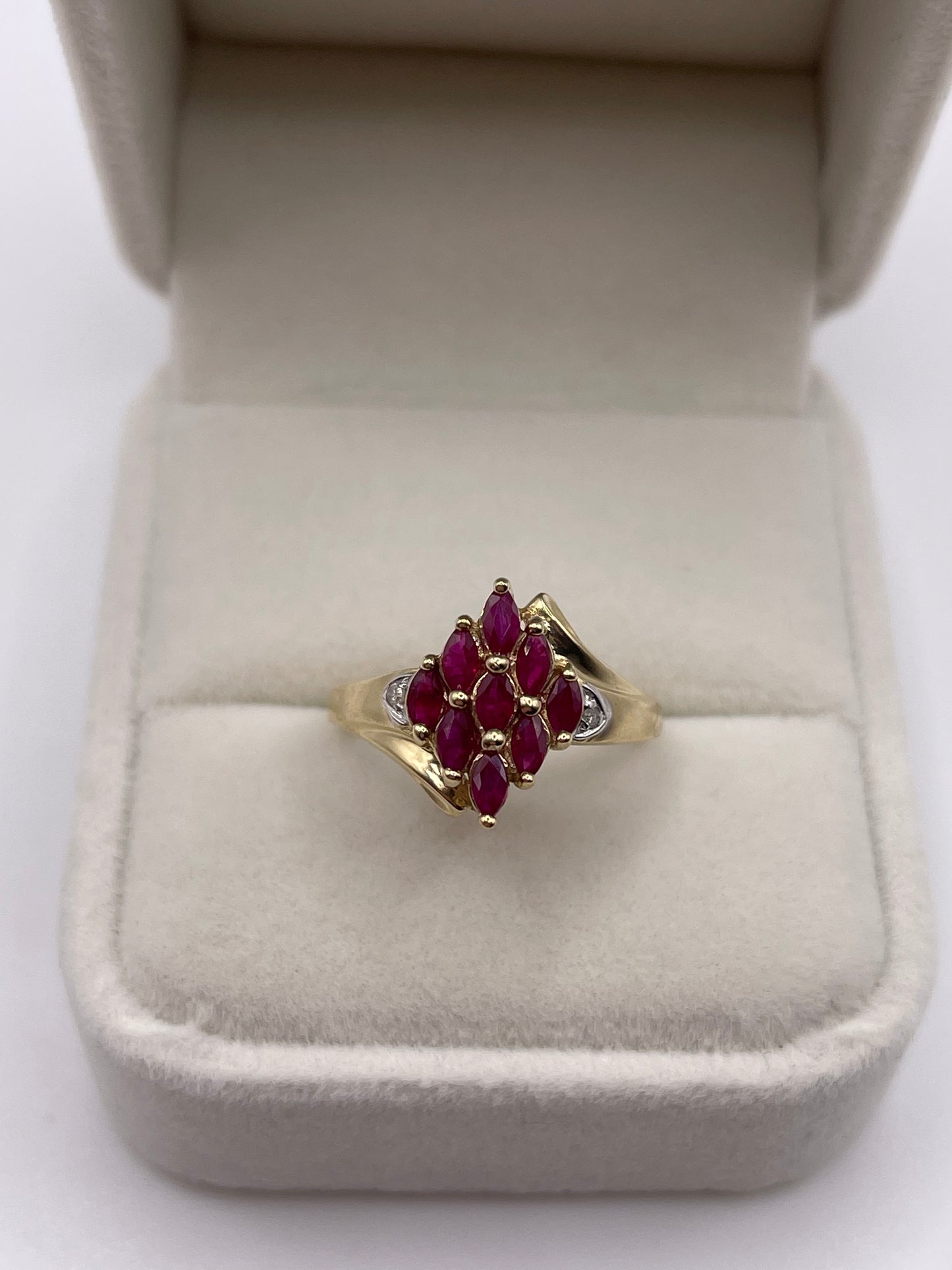 9ct gold ruby and diamond ring