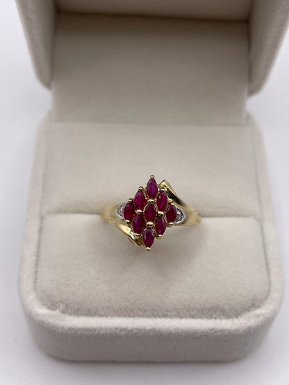 9ct gold ruby and diamond ring