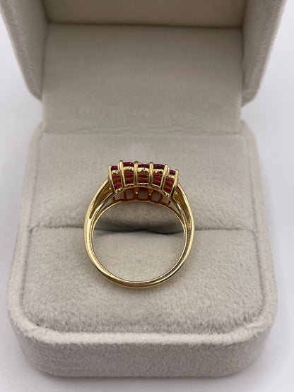 9ct gold ruby and diamond cluster ring