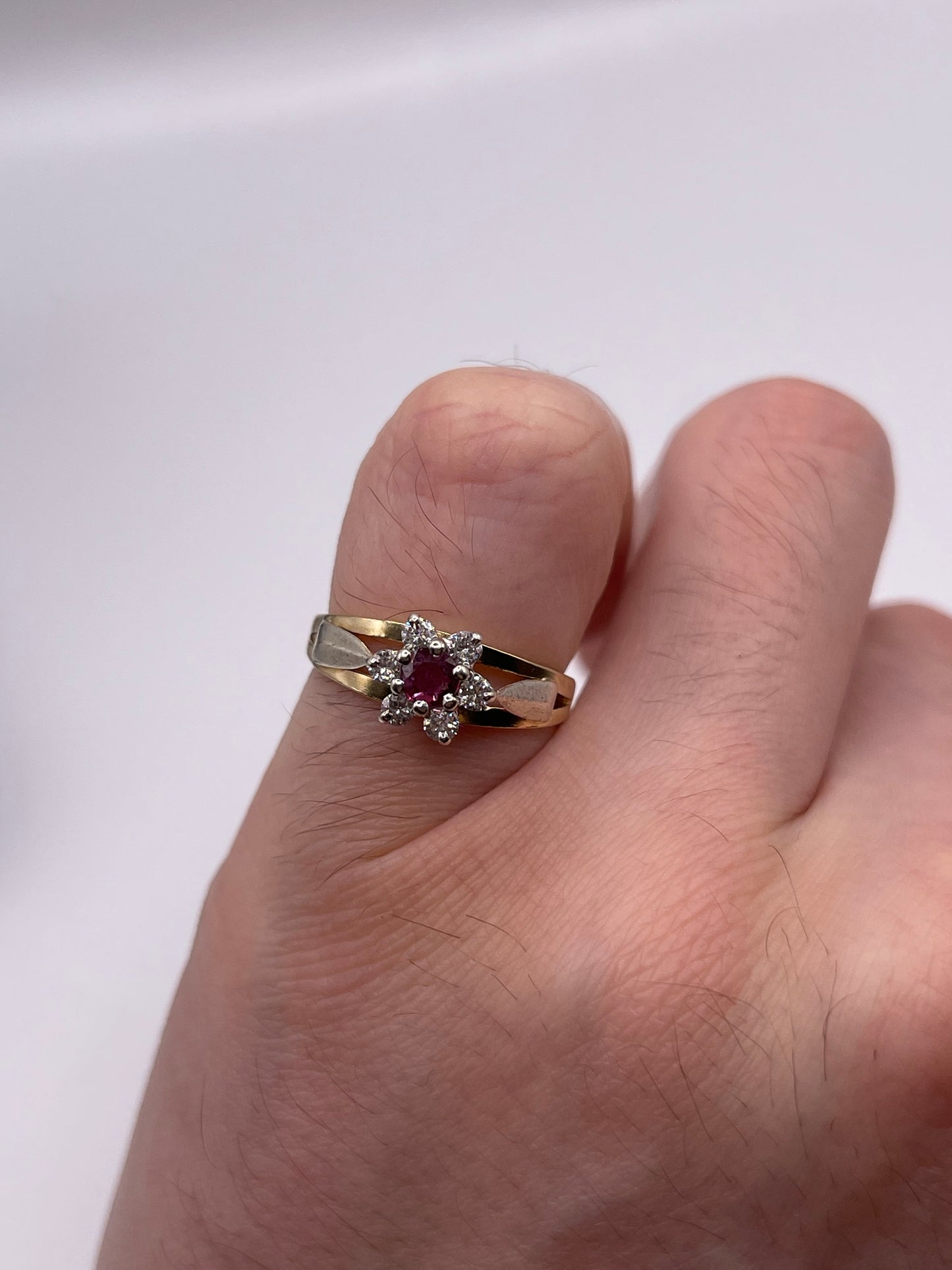 9ct gold ruby and diamond ring