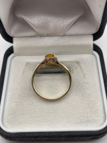 9ct gold citrine and diamond ring