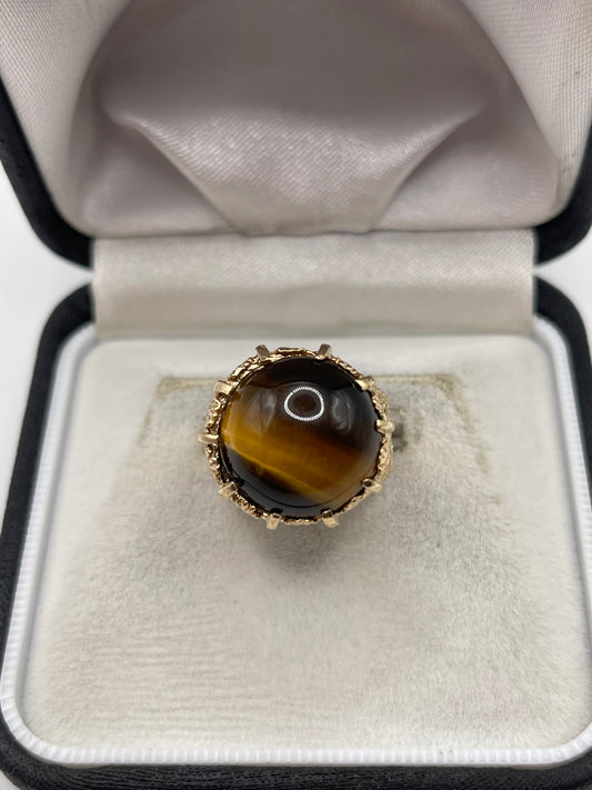 9ct gold tigers eye signet ring