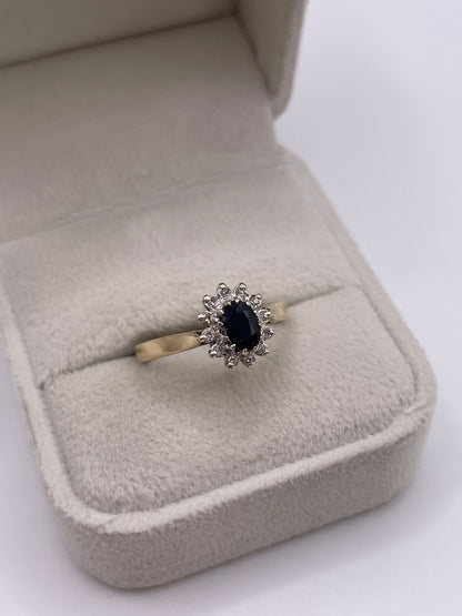 9ct gold sapphire and diamond ring