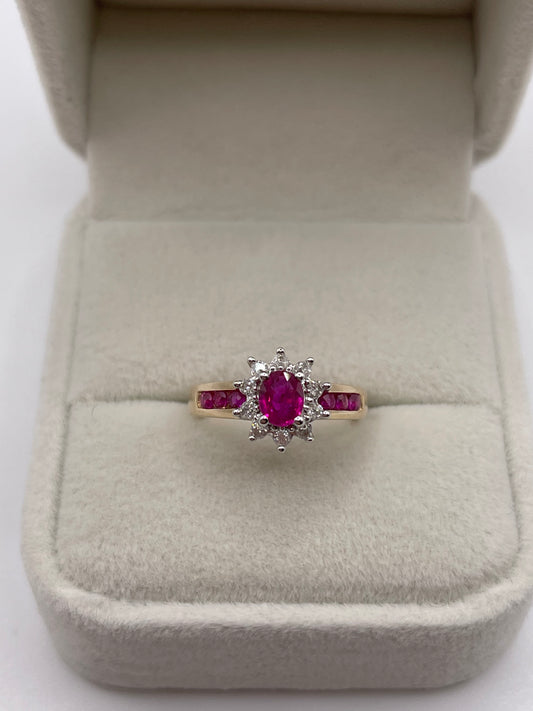 9ct gold ruby and diamond ring