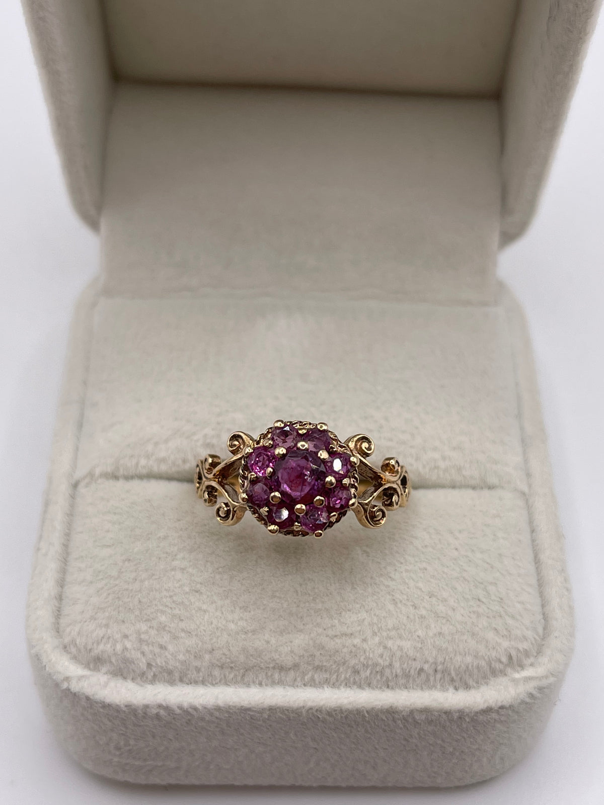 9ct gold ruby cluster ring