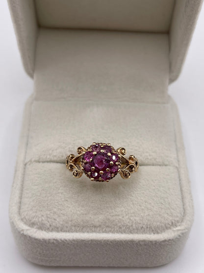 9ct gold ruby cluster ring