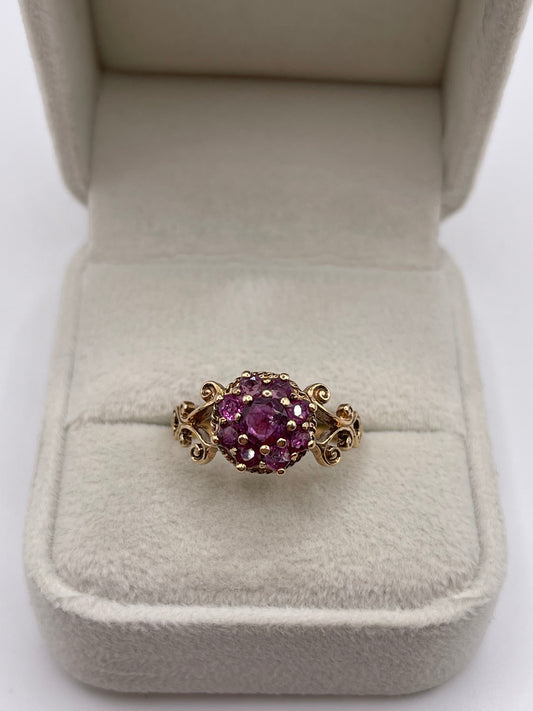 9ct gold ruby cluster ring