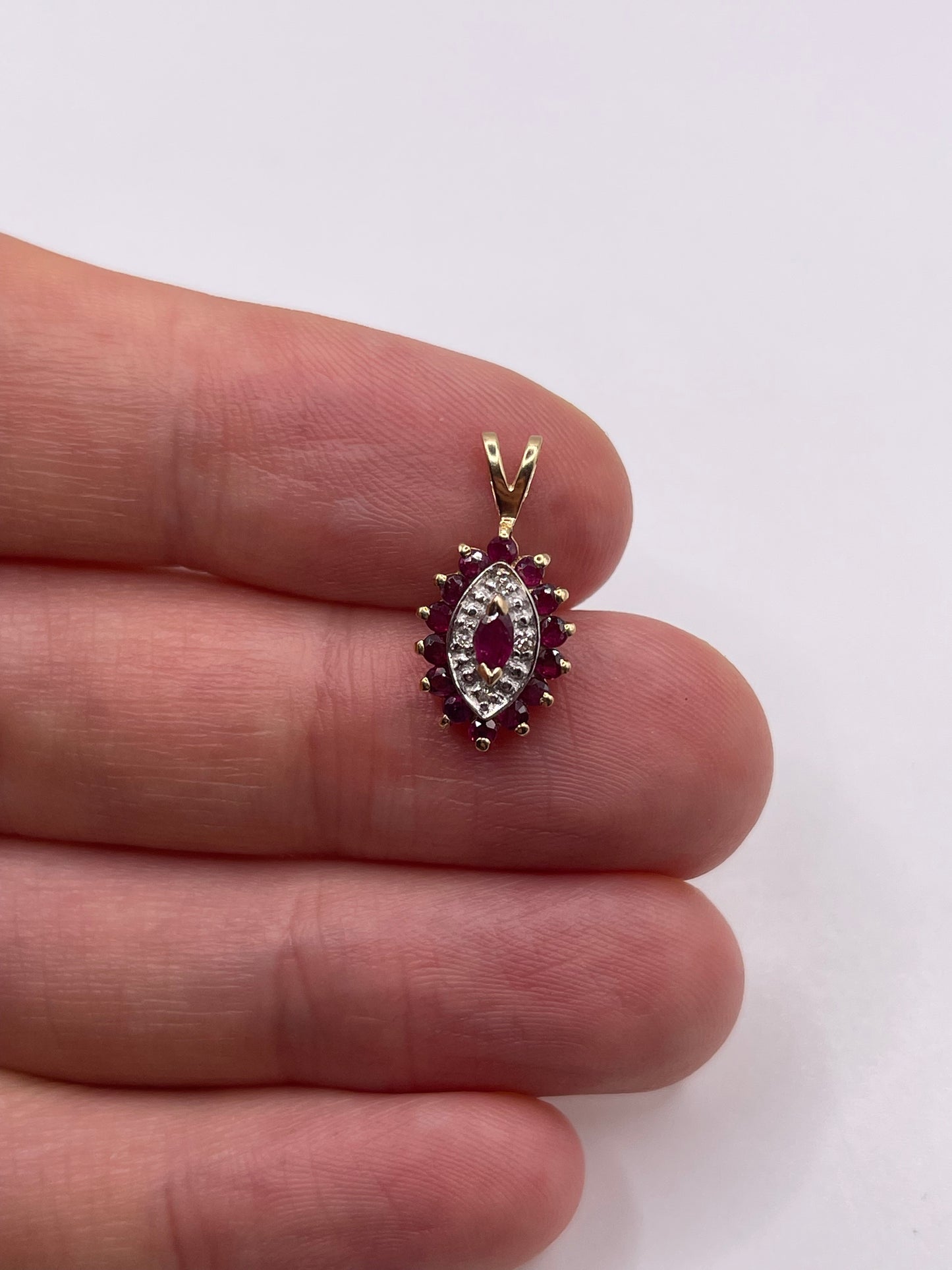 9ct gold ruby and diamond pendant