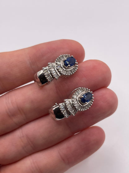 14ct white gold sapphire and diamond earrings