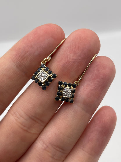9ct gold sapphire and diamond earrings