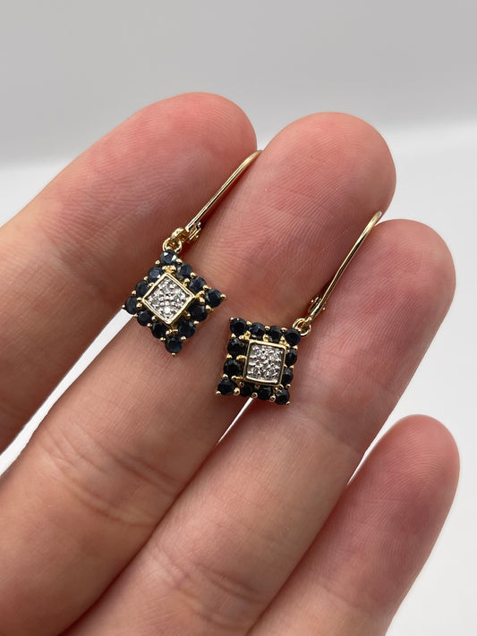 9ct gold sapphire and diamond earrings