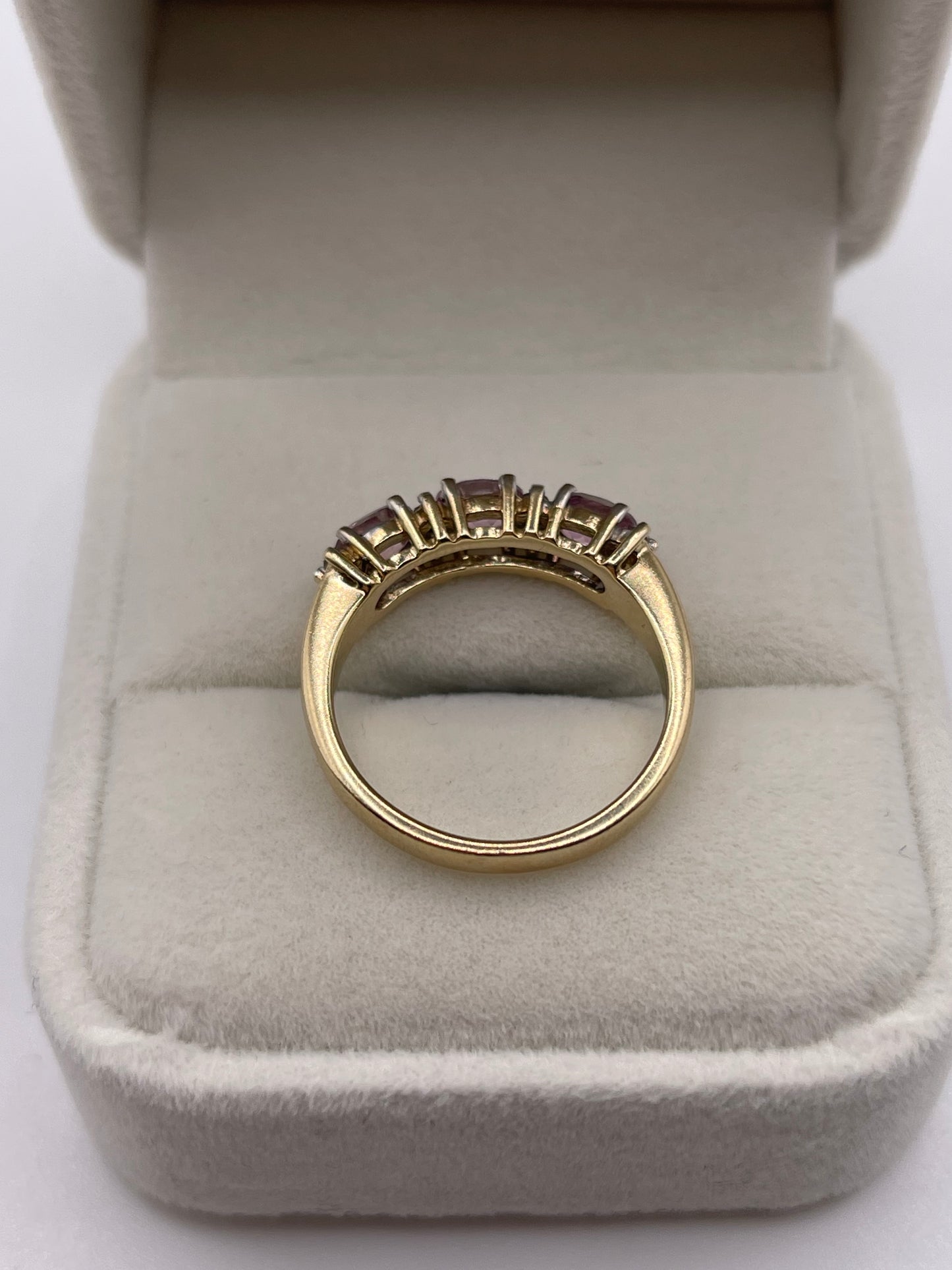 9ct gold pink topaz and diamond ring
