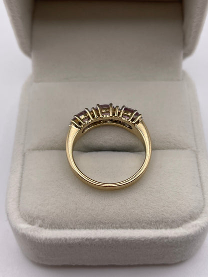 9ct gold pink topaz and diamond ring