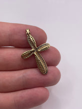 Load image into Gallery viewer, 9ct gold diamond cross inc yellow diamonds
