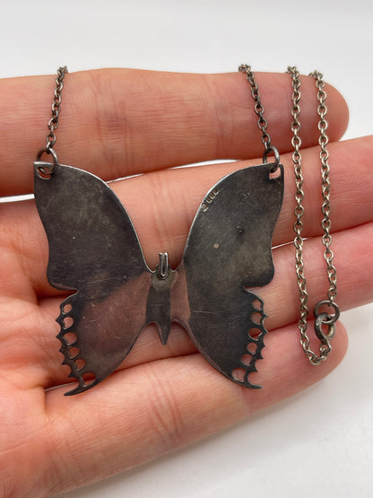 Norman Grant silver and enamel butterfly necklace