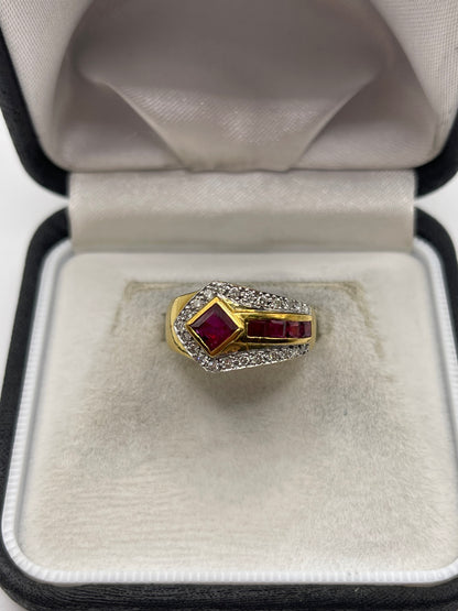18ct gold ruby and diamond ring