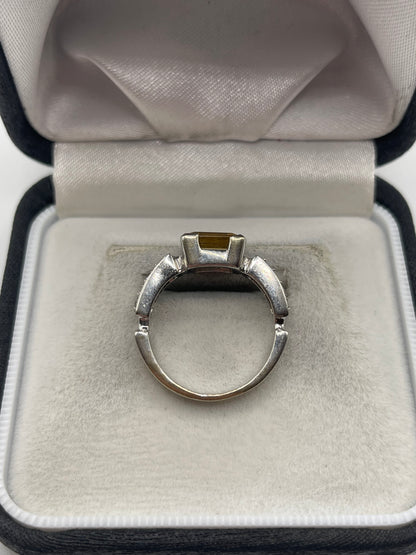 14ct gold citrine and zircon ring