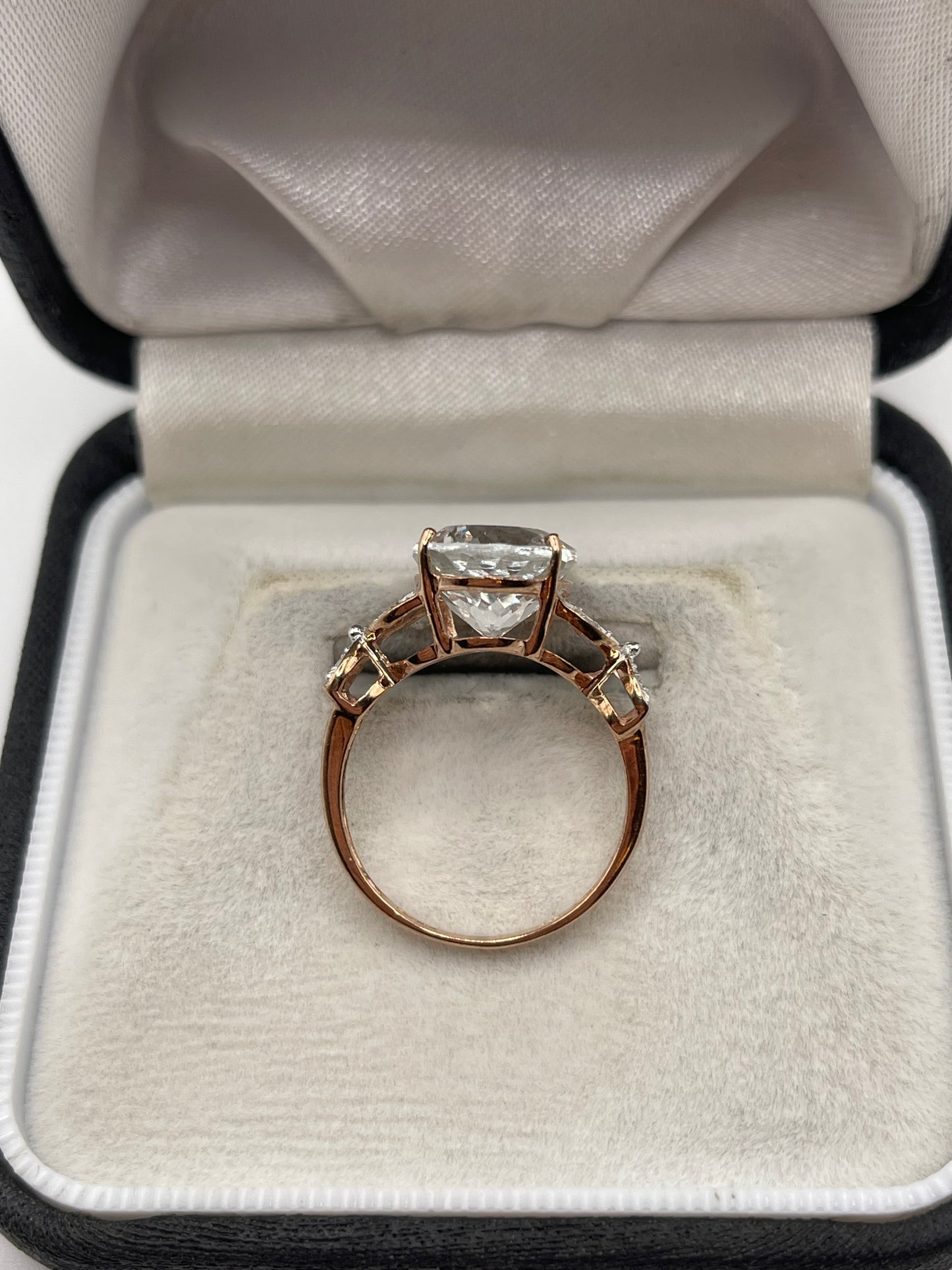 9ct rose gold topaz and diamond ring