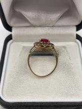 Load image into Gallery viewer, 9ct gold ruby and diamond ring

