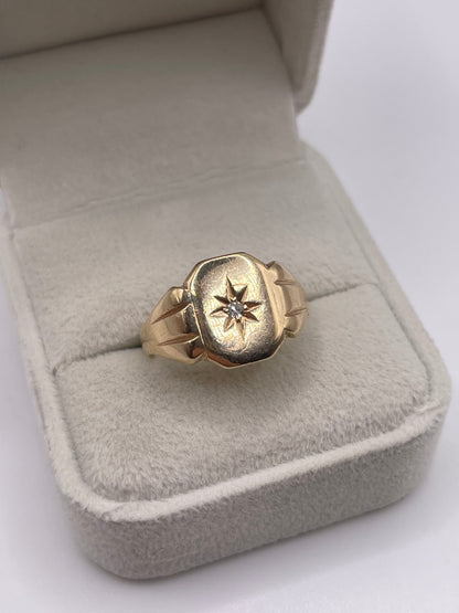 9ct gold diamond signet ring