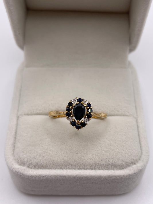 9ct gold sapphire and diamond ring