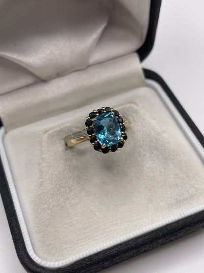 9ct gold topaz and sapphire ring