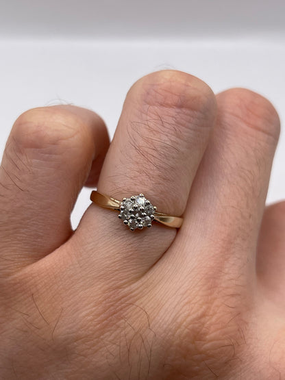 9ct gold diamond cluster ring