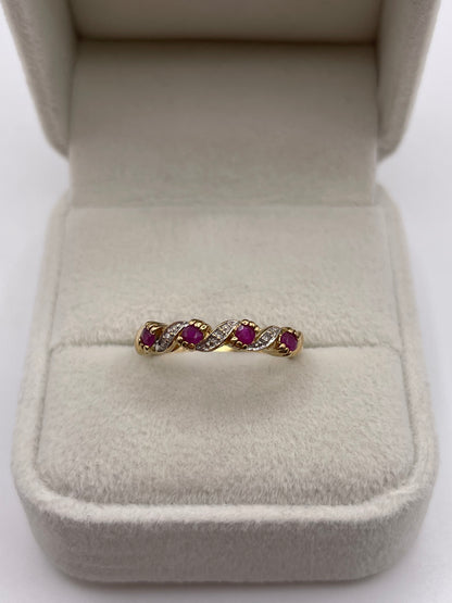9ct gold ruby and diamond ring